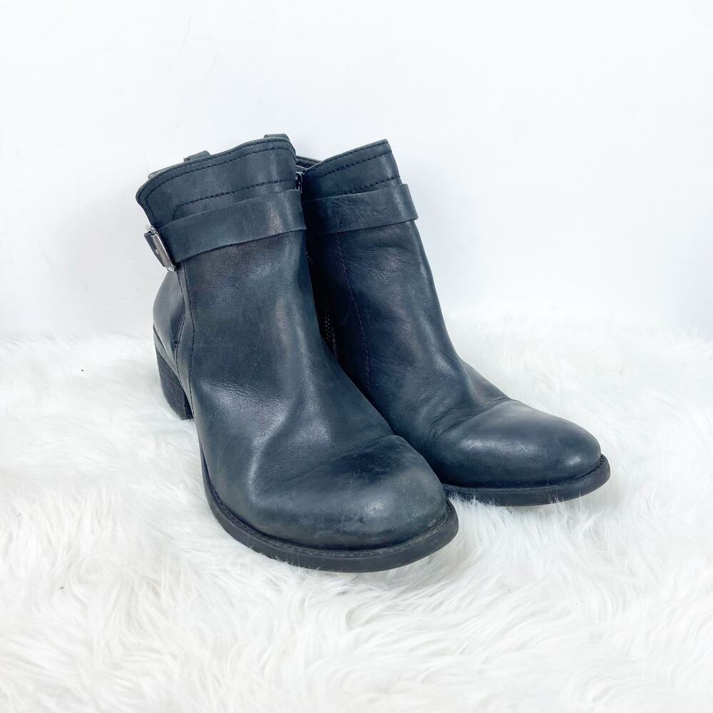Vince Camuto 9 B Womens Black Leather Beamer Buckle Ankle Booties
